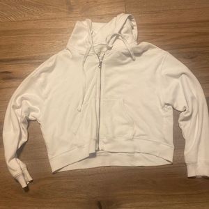 white cropped zip up sweatshirt american eagle
